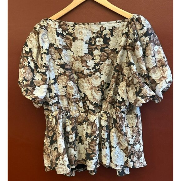 Abercrombie & Fitch Women's Bohemian Babydoll Puff Sleeve Blouse Size XL Lyocell - Picture 4 of 6